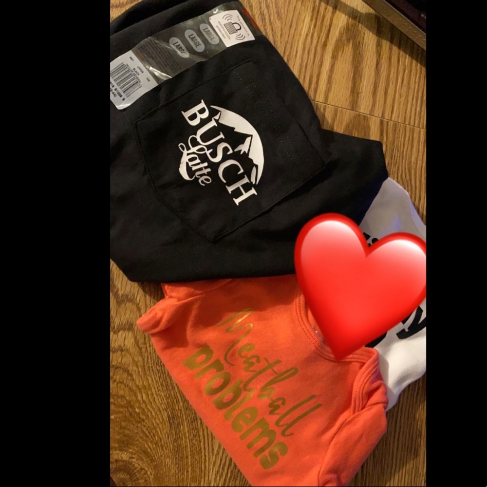 Custom design shirts- any words, simple art. Shirts I’ve made for self.